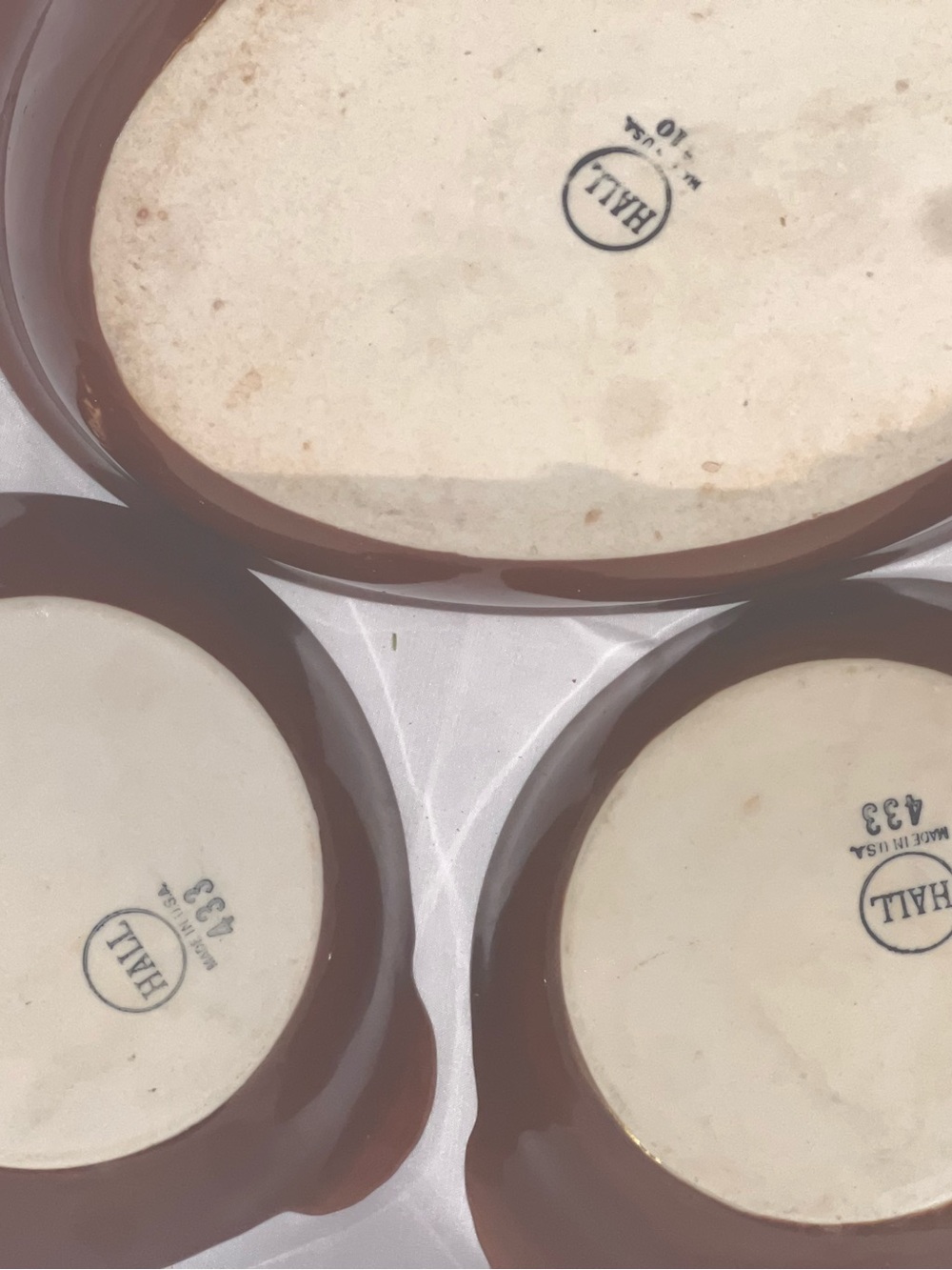 Vintage Hall Brown Glazed Ceramic Bowls - Set of 3